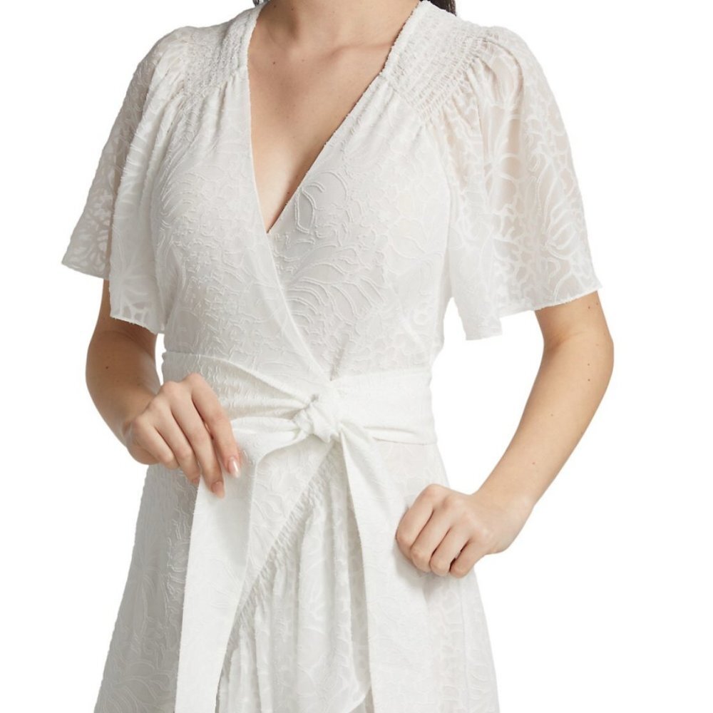 Tanya Taylor White Textured Wrap Midi Dress - Picture 5 of 15